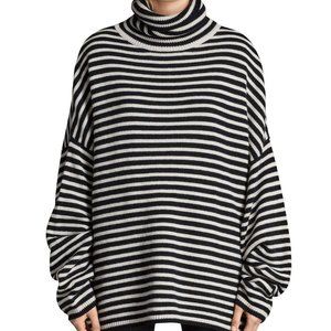All Saints Women's Marcel funnel neck sweater. Size Small. Navy/white stripe